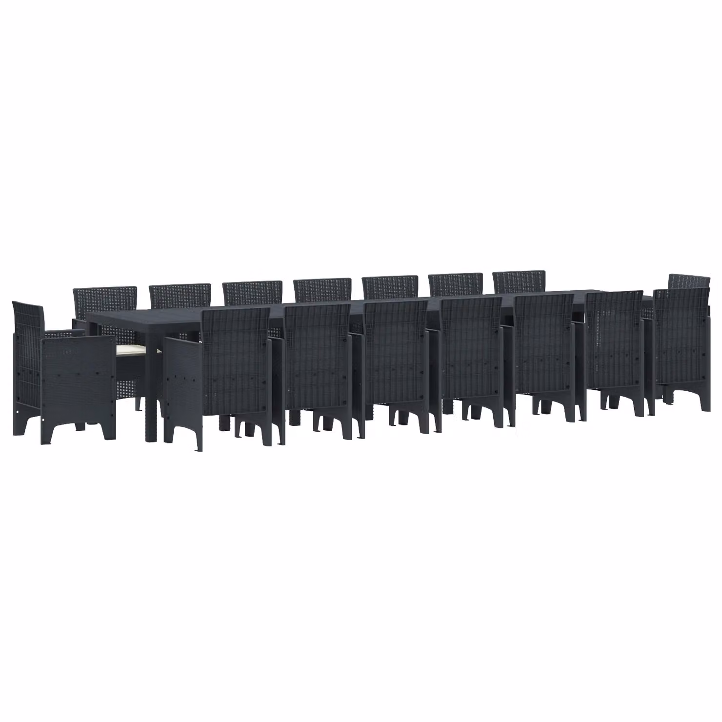 Berkfield Home 17 Piece Anthracite Poly Rattan Garden Dining Set with Cushions – 2