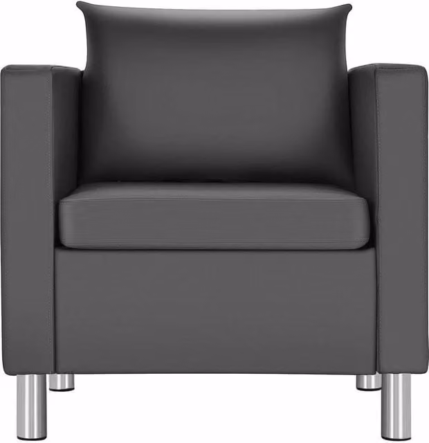 Kelvenix Grey PU Leather Single Sofa Chair with Armrests and Solid Wood Frame – 1