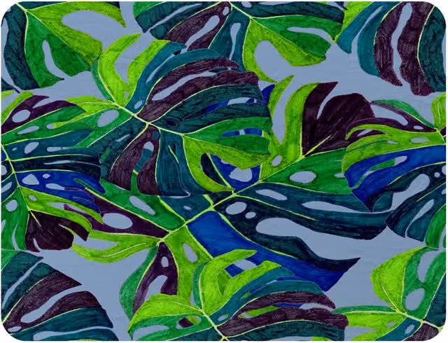 Benjamin Tate Design Floral Exotic Plants Fleece Blanket in Green, Beige and Multicolour, W/D/H: 120 x 150 cm – 2