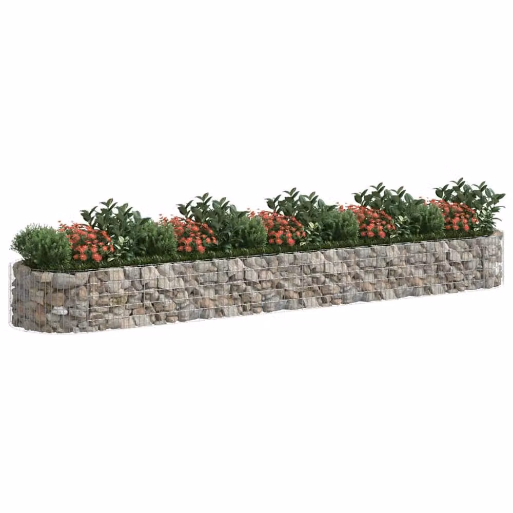 Berkfield Home Silver Galvanised Steel Stone Gabion Raised Bed, W: 500 cm, D: 100 cm, H: 50 cm – 2