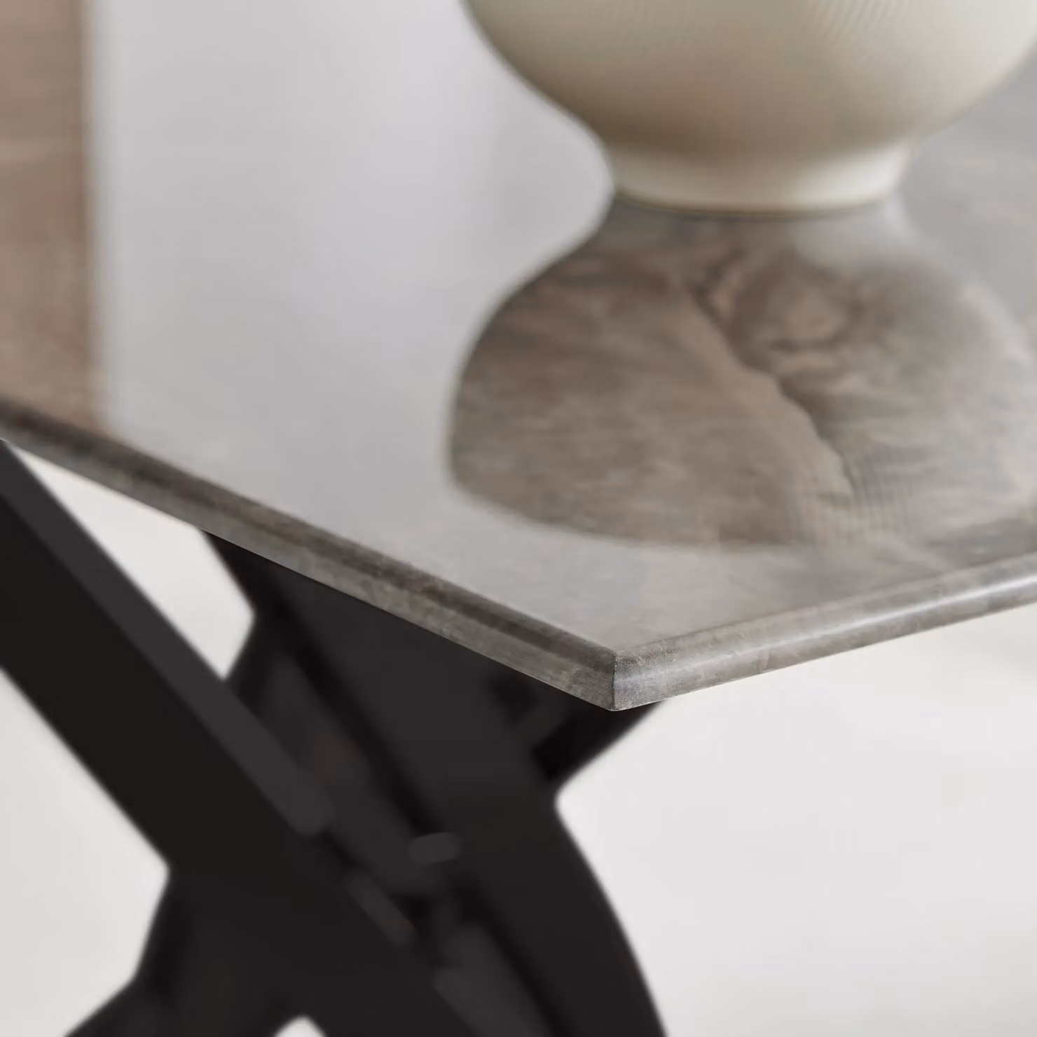 FurnitureboxUK Leonardo 4-Seater Rectangular Dining Table with Dark Brown Marble Effect Glass Top and Black Metal X-Frame Legs – 2