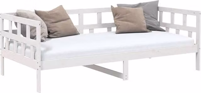 Berkfield Home Beautiful Day Bed in White Lacquered Solid Pine Wood, W/D/H: 90 x 200 cm – 1