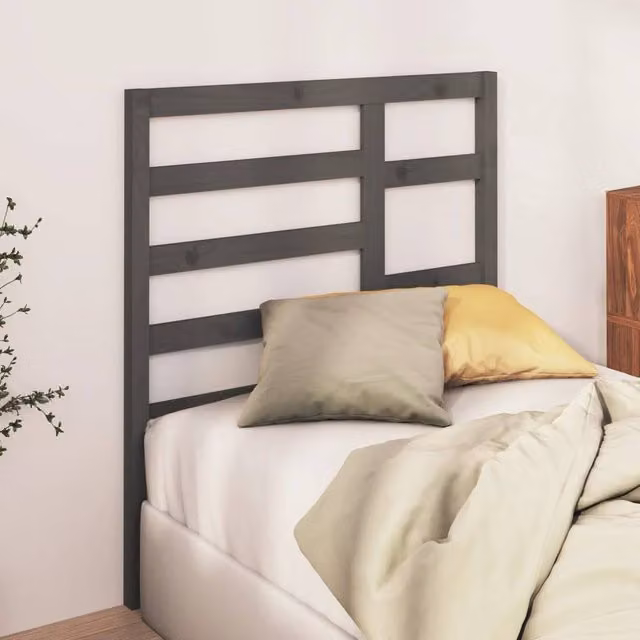 Berkfield Home Beautiful Bed Headboard in Grey Solid Pine Wood, W/D/H: 81 x 4 x 104 cm