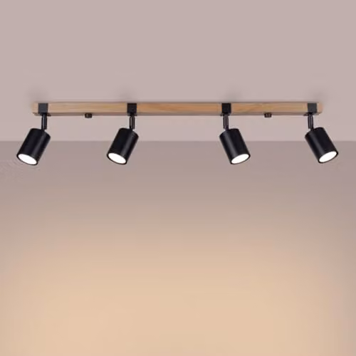 SOLLUX Lighting Fager Plafond Wall Light in Black and Chrome with Wood Accents, H x W x D: 81.3 x 17.2 x 6.2 cm – 2