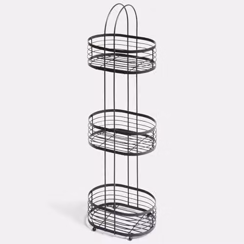 OHS 3 Tier Freestanding Corner Bathroom Caddy in Black Stainless Steel – 3