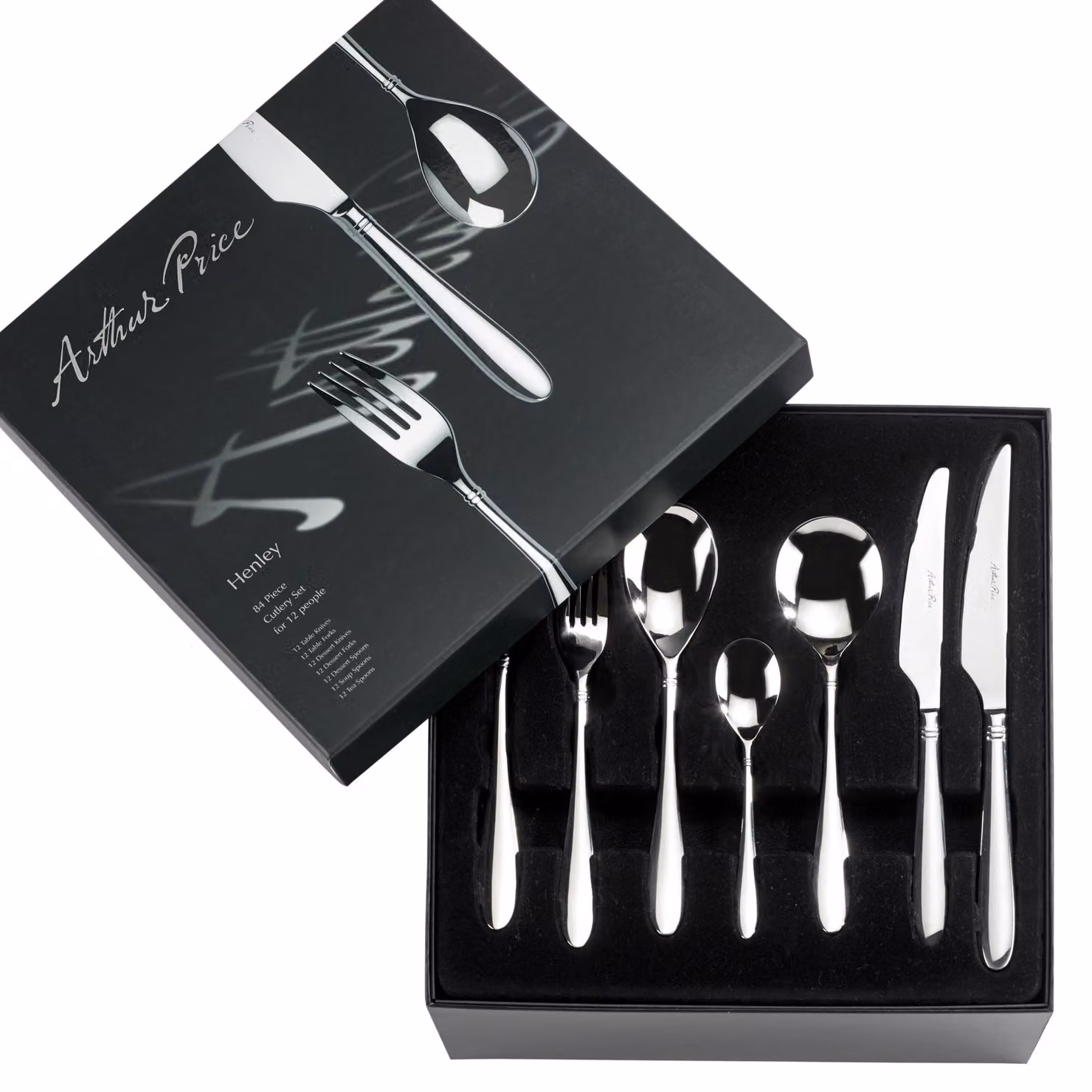 Arthur Price Signature Henley 84 Piece Stainless Steel Cutlery Set for 12 People in Silver – 2