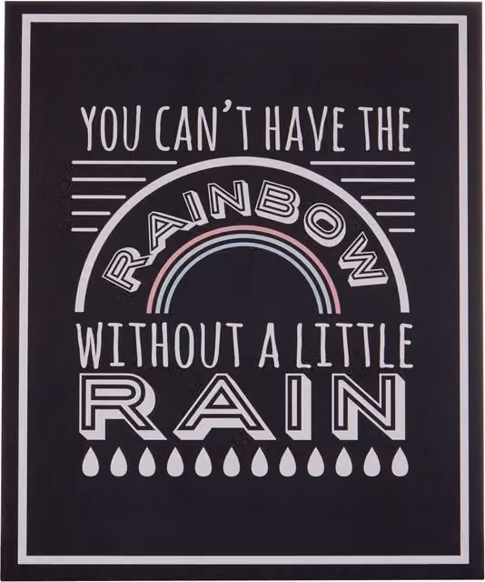 Orsina Rainbow Wall Plaque, Multicolour Wooden Sign with Rustic Black Finish, W/H: 30 x 25 cm