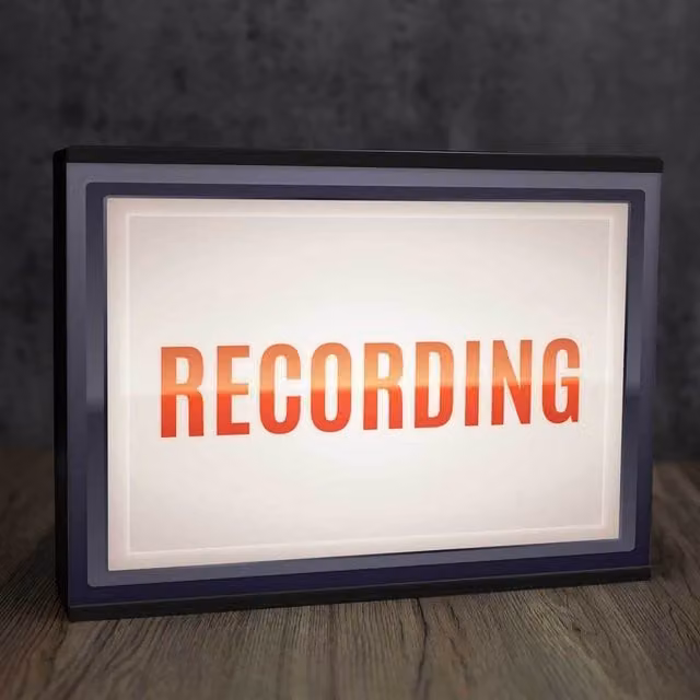 Echo Three LED Retro Light Box Room Sign XL Recording A4 in Black