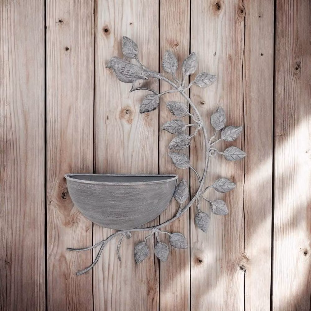 Minster Metal Garden Planter Pot, Grey, W: 32 cm, H: 42 cm – 2
