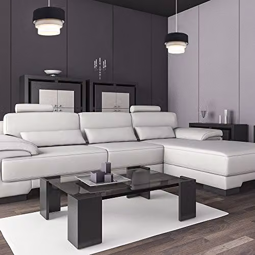 ValueLights Modern Round Three Tier Fabric Ceiling Pendant Light Shades in Black, Grey or White, Set of 2, Shade Width: 30 cm – 4