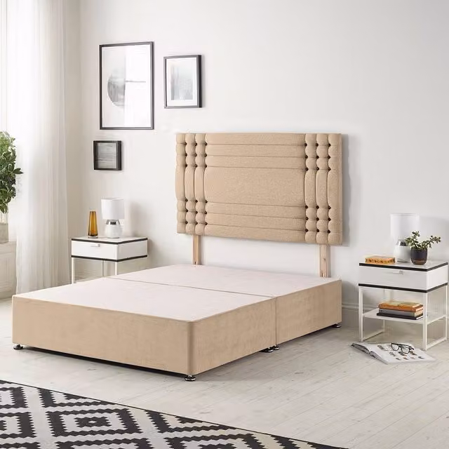 Somnior Beds Ltd Saville Velvet Divan Base with Drawers and Upholstered Frame, Beige, W/D/H: 90 x 190 cm