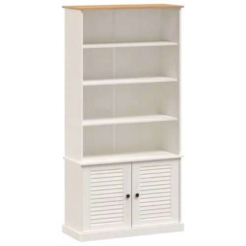 vidaXL VIGO White Scandinavian Bookcase in Waxed Solid Pine Wood, W/D/H: 85 x 35 x 170 cm – 1