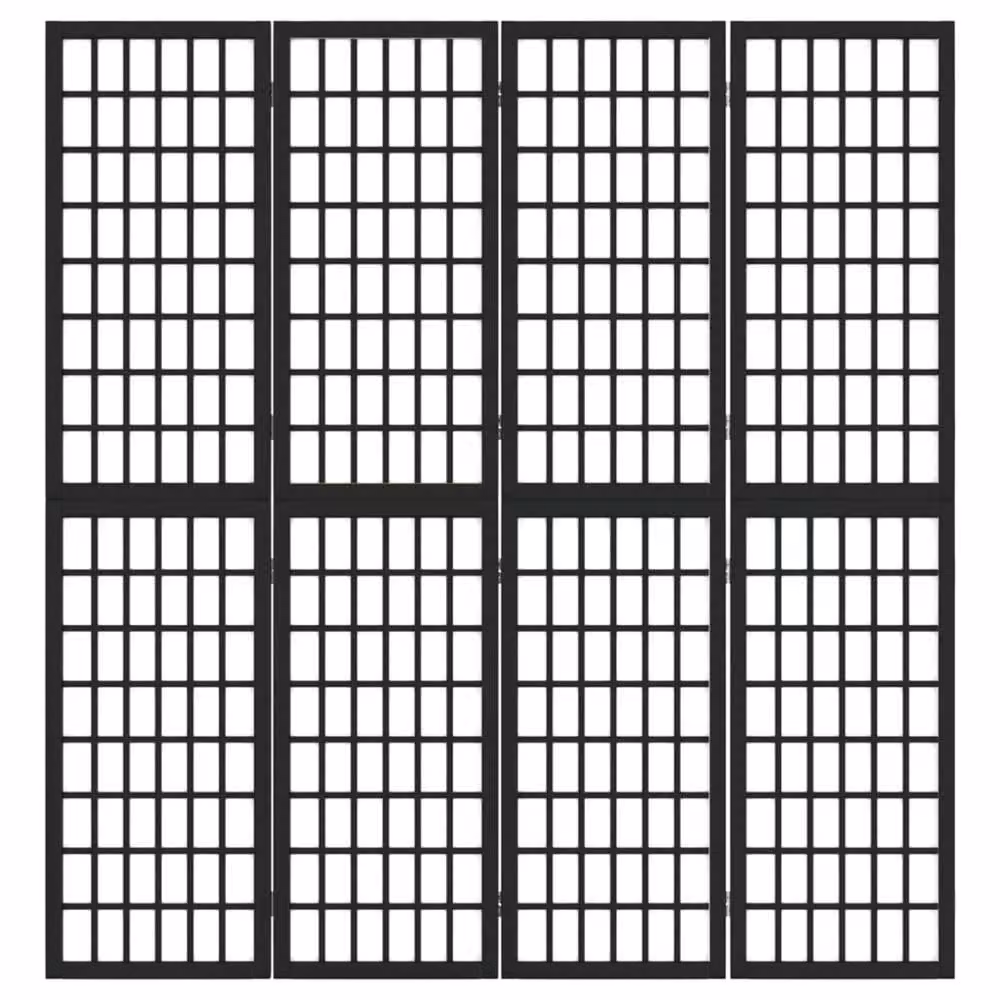 Berkfield Home Japanese Style 4-Panel Folding Room Divider, Black, W: 160 cm, H: 170 cm – 3