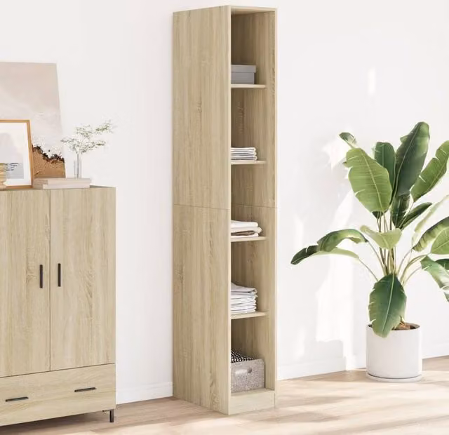 Berkfield Home Sonoma Oak Wardrobe in Natural Brown, W/D/H: 30 x 50 x 200 cm