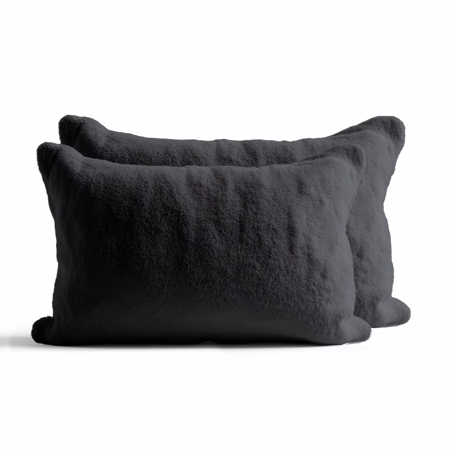 Snug City Black Teddy Bear Fleece Super Soft Cosy Pillow Case Pair, W: 48 cm, H: 74 cm – 2