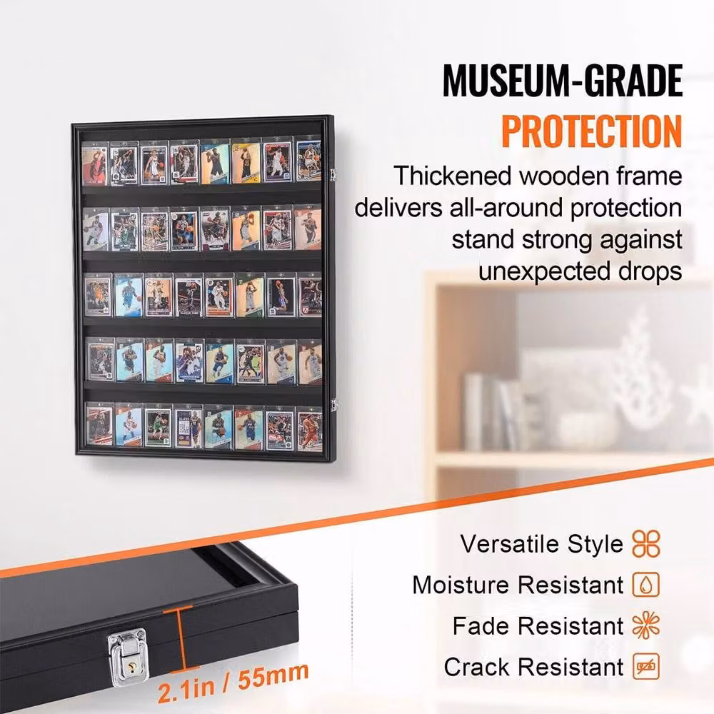 Ventryn Lockable UV Protection Graded Sports Card Display Case, Black, W: 77.5 cm, H: 77 cm, D: 62.2 cm – 4