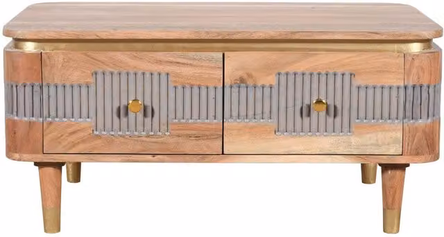 IH Design Alicia Acacia Wood Coffee Table in Grey, W: 85 cm, D: 50 cm, H: 40 cm