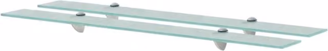 Berkfield Home Set of 2 Clear Glass Floating Shelves, W: 90 cm, D: 20 cm