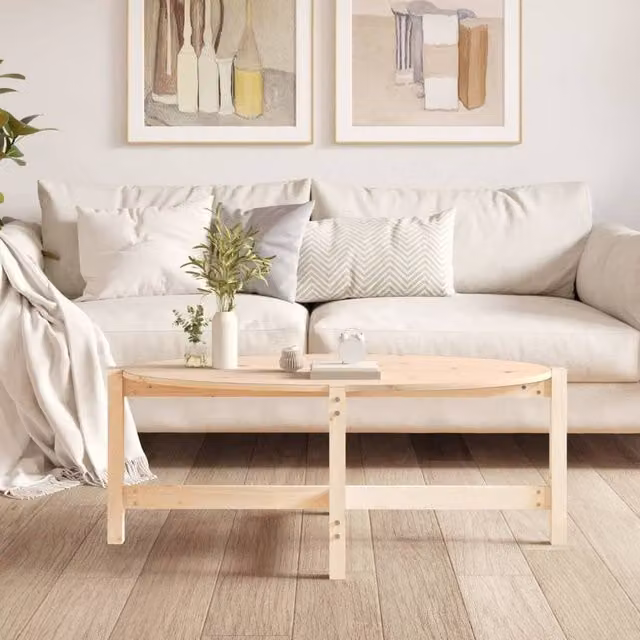 Berkfield Home Beautiful Coffee Table in Light Tan Solid Pine, W: 118 cm, D: 63 cm, H: 45 cm