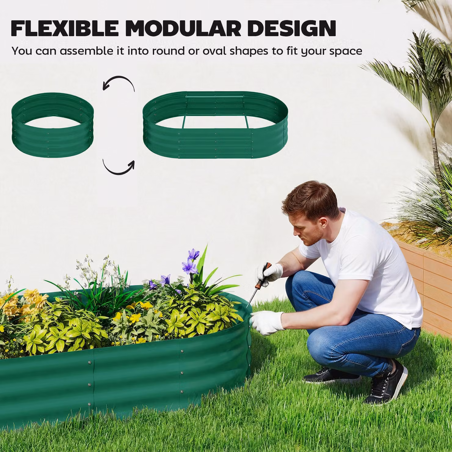 Outsunny Galvanised Steel Raised Garden Bed with Arched Trellis, Green, W: 152.4 cm, D: 91.44 cm, H: 182.88 cm – 5