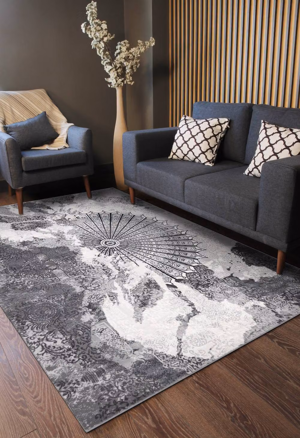 RugsX Allure Geometric Modern Grey Rectangular Rug W: 120 cm, L: 170 cm – 3