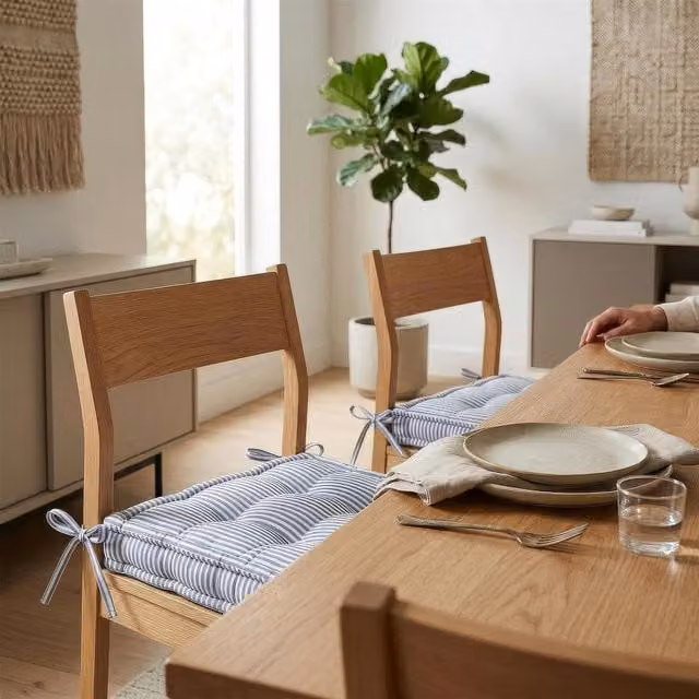 Harbour Housewares Blue Square Seat Pad with Removable Cotton and Polyester Cover, W/D/H: 40 x 40 x 40 cm