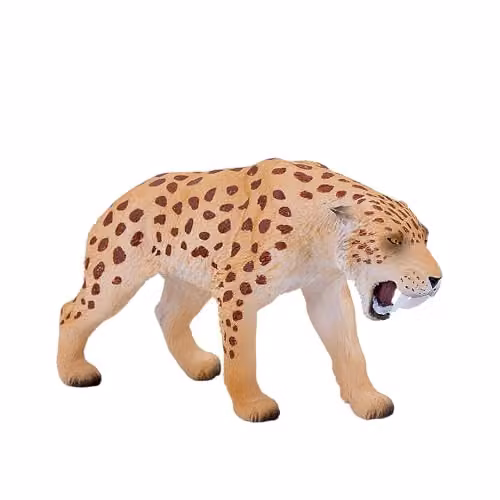 MOJO Smilodon Prehistoric Dinosaur Model Toy Figure from the PREHISTORIC LIFE Collection in Brown, Grey and White