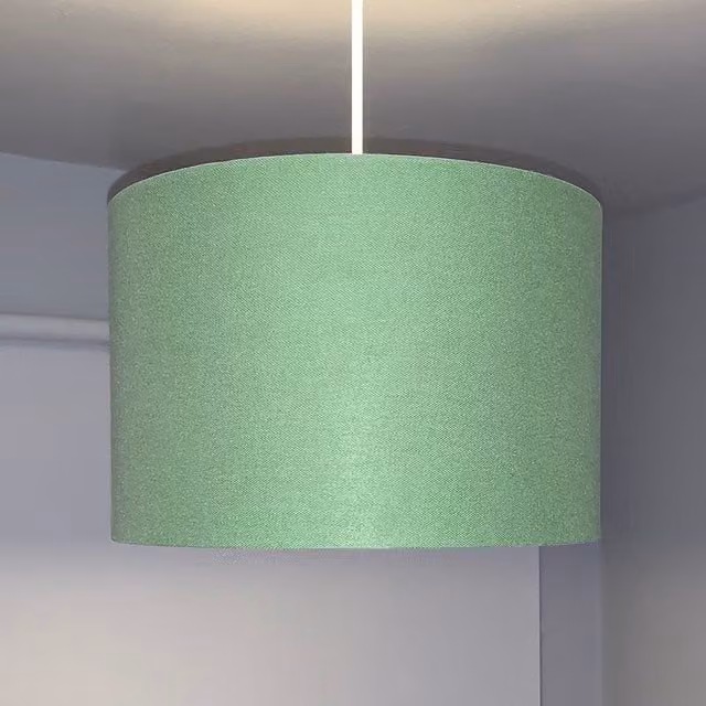 CGC LUPO Luxury Round Drum Lamp Shade in Petrol Green and Silver with Cotton Inner