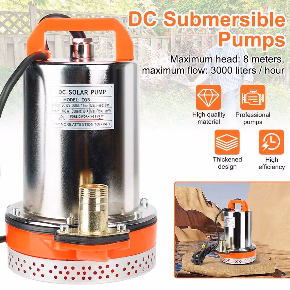 FLAVORA 12V DC Heavy Duty Submersible Pump, 180W, Orange – 3