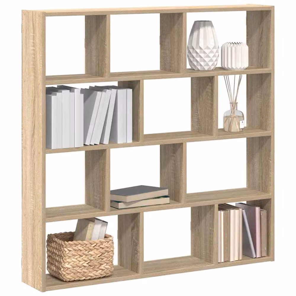 Berkfield Home Wall Mounted 12 Compartment Cube Shelf in Sonoma Oak Light Oak Colour – 2