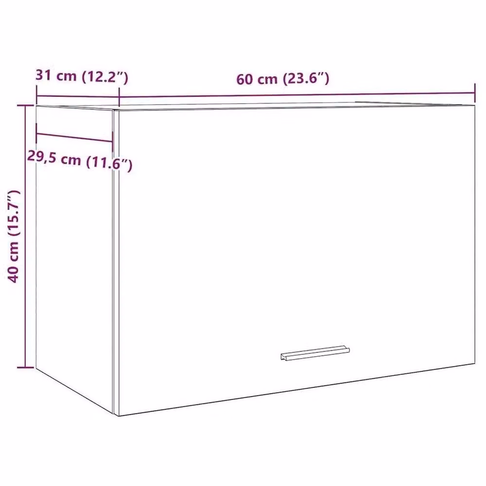 EONLION Lyon Old Wood Hanging Kitchen Cabinet in White, W/D/H: 60 x 31 x 40 cm – 1