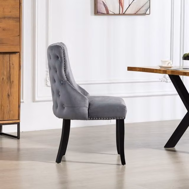 Artemis Home Palata Velvet Fabric Dining Chairs, Set of 2, Grey
