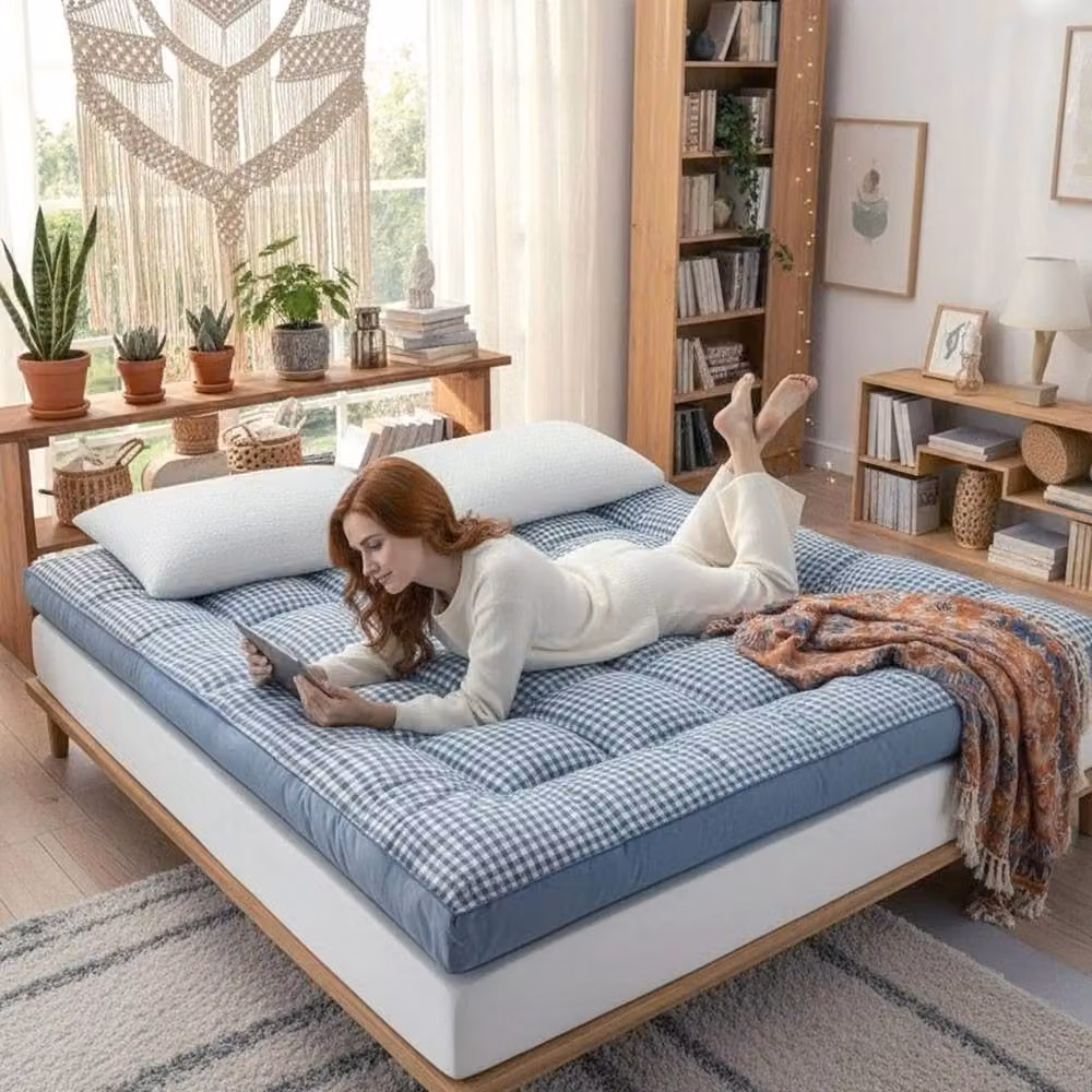 NESTLUNE Blue Fabric Futon Floor Mattress, W/D/H: 150 x 200 x 10 cm – 2
