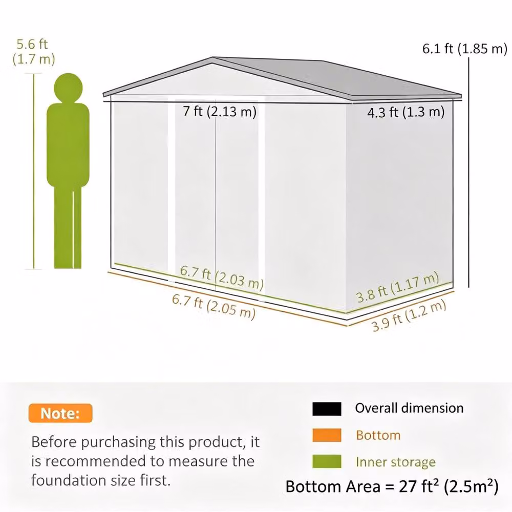 STILVORA Modern Brown Galvanised Steel Garden Shed with Double Sliding Doors, W: 120.0 cm, H: 185.0 cm – 2