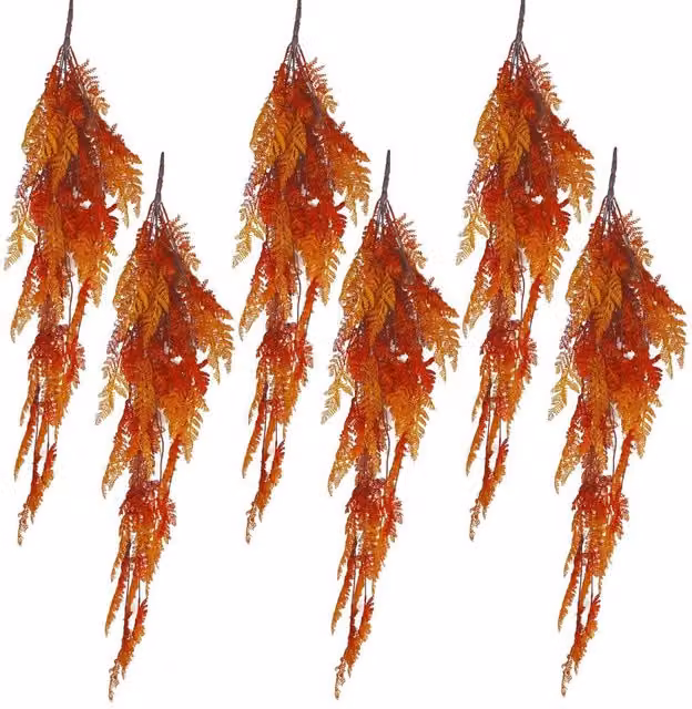 Botanik Artificial Hanging Maidenhair Fern Plant in Autumn Orange, 6 x 100 cm – 1