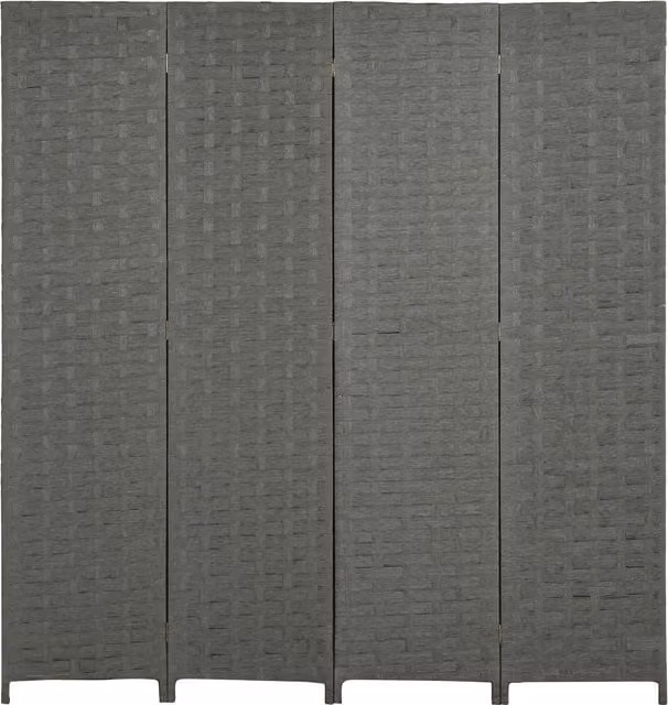 HOMCOM 4-Panel Wave Fibre Room Divider, Grey Freestanding Folding Privacy Screen, Height: 170 cm