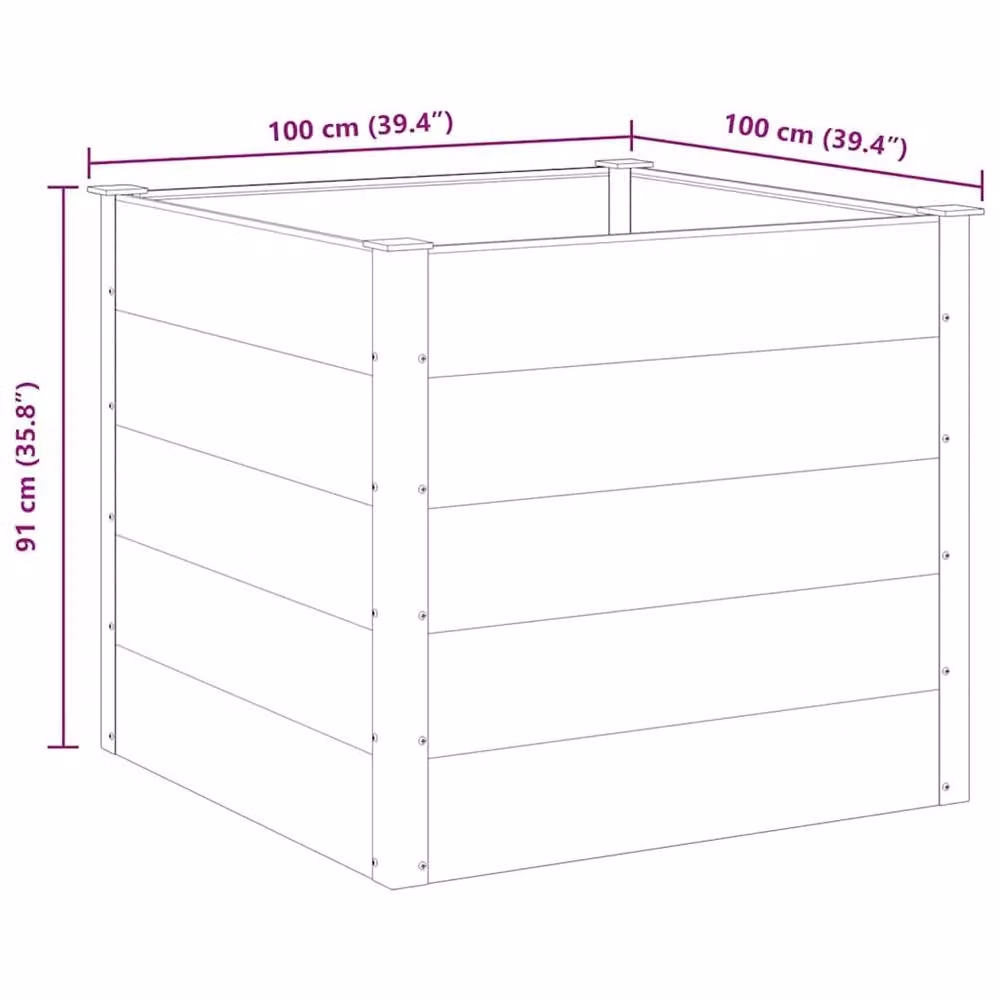 Berkfield Home Garden Grey WPC Raised Bed W/D/H: 100 x 100 x 91 cm – 3