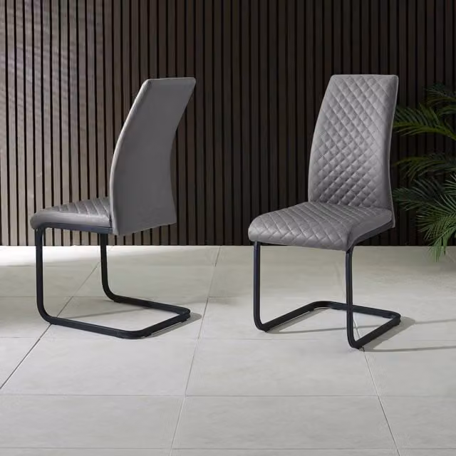 Julian Bowen Set of 4 Xavier Upholstered Cantilever Dining Chairs in Grey and Black