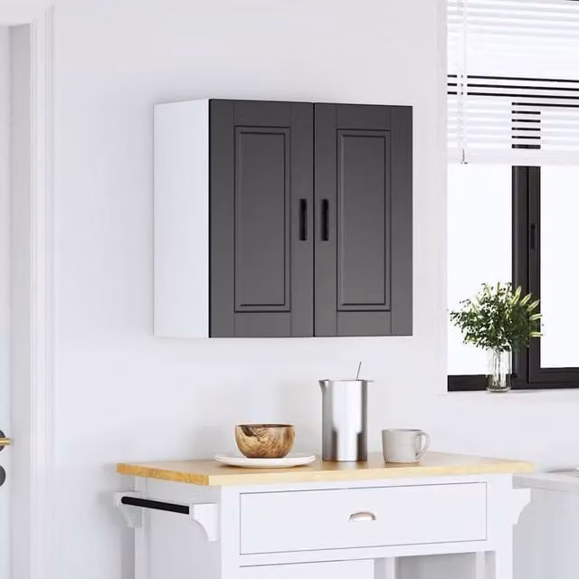 Berkfield Home Porto Black Wall Mounted Kitchen Cabinet with Hinged Doors and Internal Shelves, W/D/H: 60 x 31 x 60 cm – 1