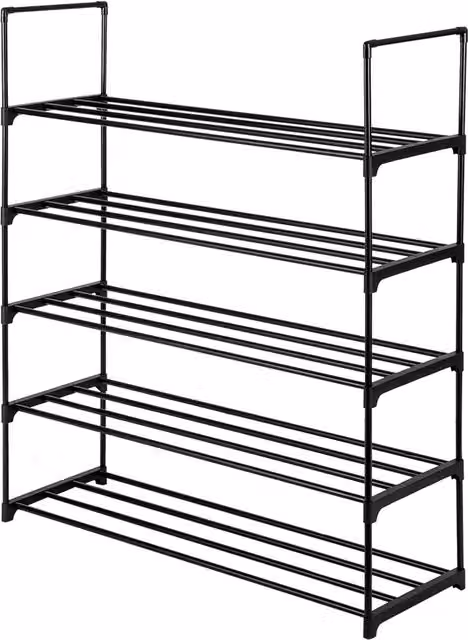 B Living 5 Tier Metal Shoe Rack in Matt Black