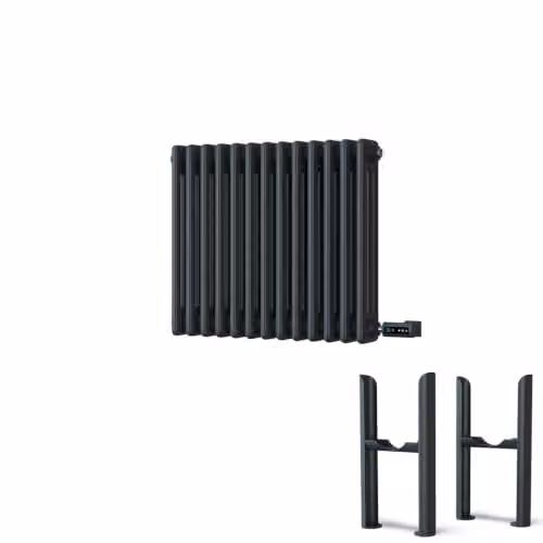 UK Radiators Alpha Anthracite 3 Column Electric Cast-Iron Style Radiator with App Control and WiFi, H: 50.0 cm, W: 59.9 cm – 2