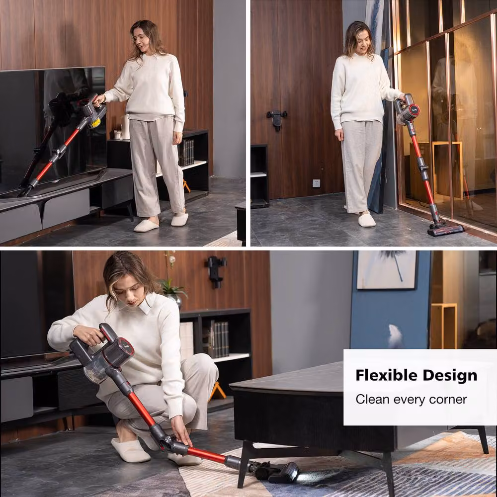 VacniQ Cordless Bagless Stick Vacuum Cleaner in Red, Height: 100 cm – 6