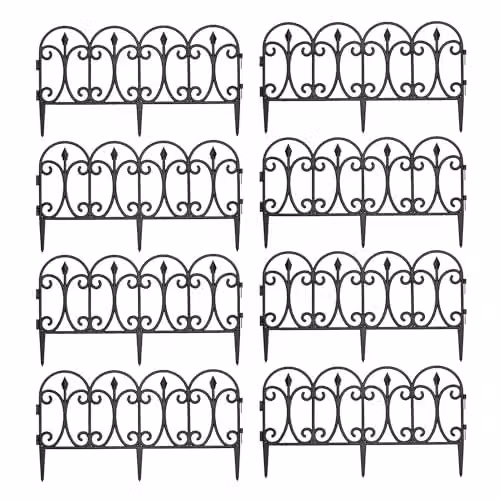 Samuel Alexander Black Ornate Plastic Garden Border Edging, Set of 8, H x W: 57 x 23 cm – 1