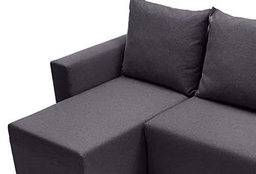 Abakus Direct Oslo Reversible Corner Sofa Bed with Underneath Storage in Black Fabric, Left Hand Facing, W/D/H: 224 x 140 x 76 cm – 4