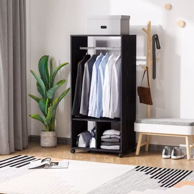 HOMCOM Modern Open Wardrobe Clothes Rail in Black