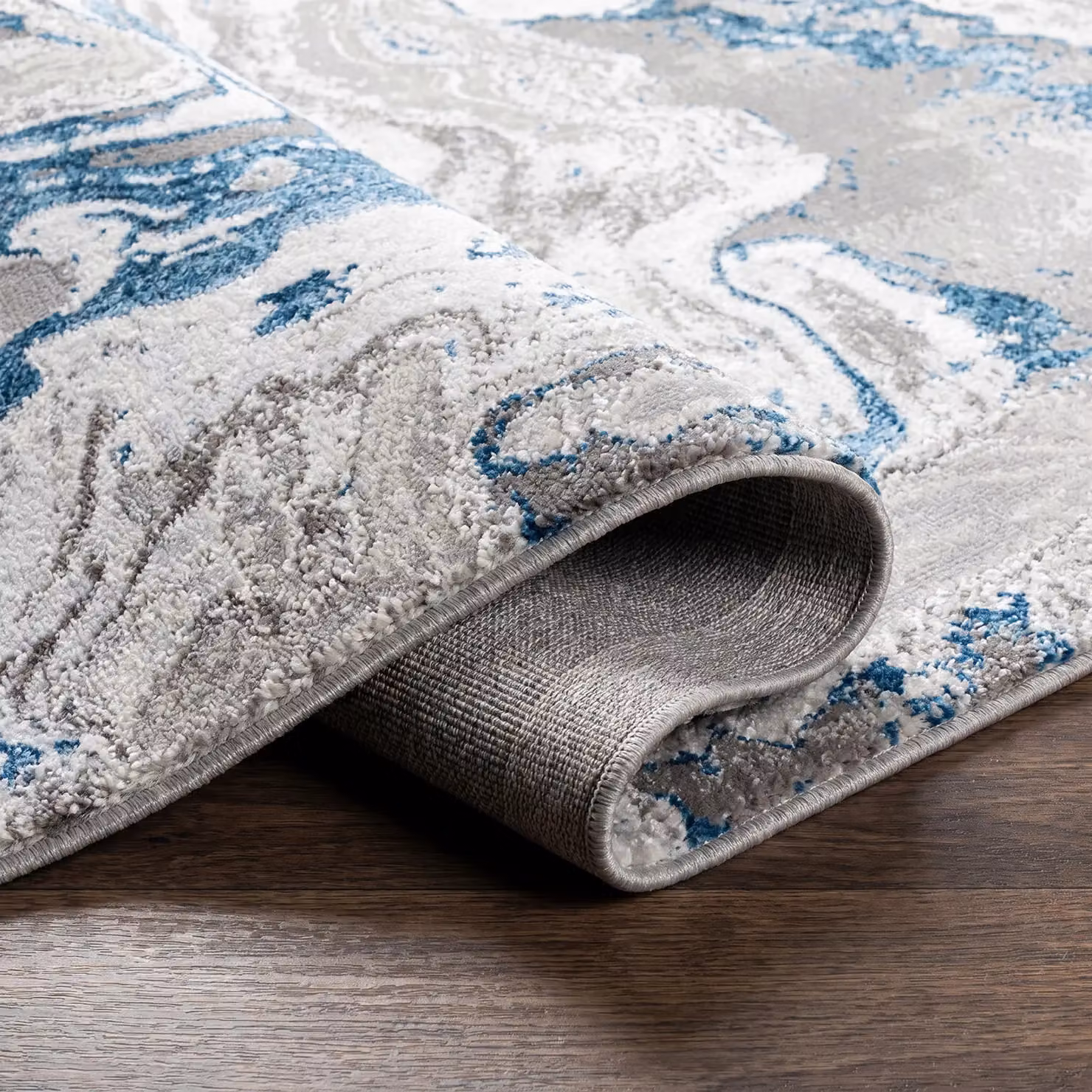 Livabliss Lustro Abstract Modern Marble Rug in Blue, Grey and Beige, W: 160 cm, L: 215 cm – 2