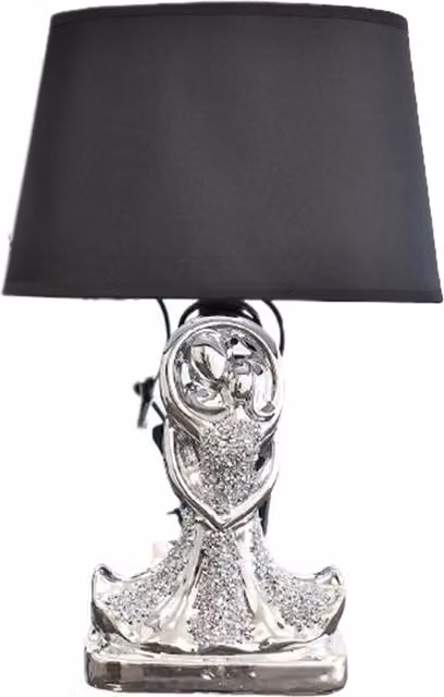 Biznest Silver Crushed Jewel Dancing Couple Tabletop Lamp in Silver and Black