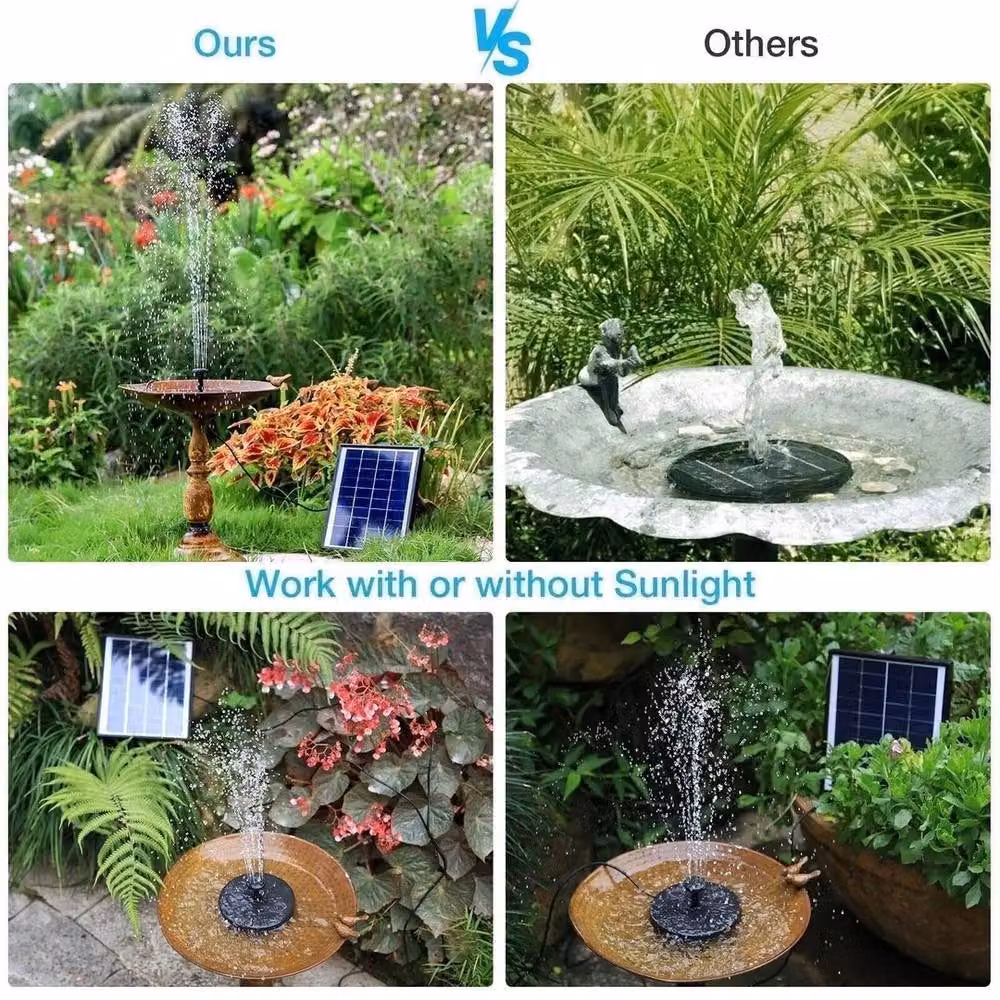 NESTLUNE 6.5W Solar Water Fountain and Pond Pump, Black, W: 100 cm, D: 15 cm – 5