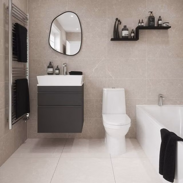 Johnson Tiles Dakota Matt Rectified Stone Look Porcelain Wall Tile Sample - Pebble