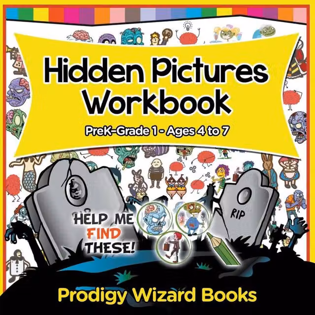 Prodigy Wizard Hidden Pictures Workbook for PreK to Grade 1, Ages 4 to 7, Multicolour Paperback